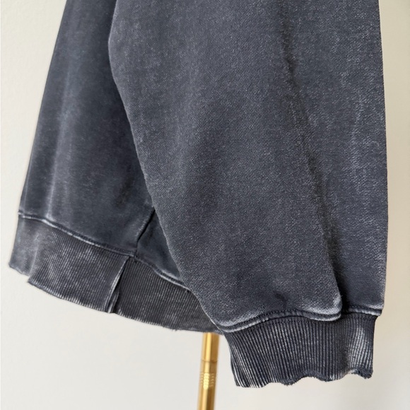 Anine Bing Tyler Cotton Logo Washed Black Crew Neck Sweatshirt-Scandi Girl Style - Picture 5 of 16